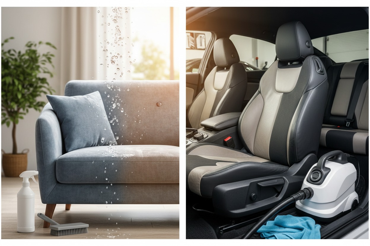 Pranie kanapy i samochodu u klienta w Pyzdrach.